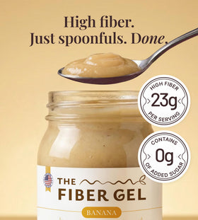 The Fiber Gel Gel de Fibres en pot, étiquette visible