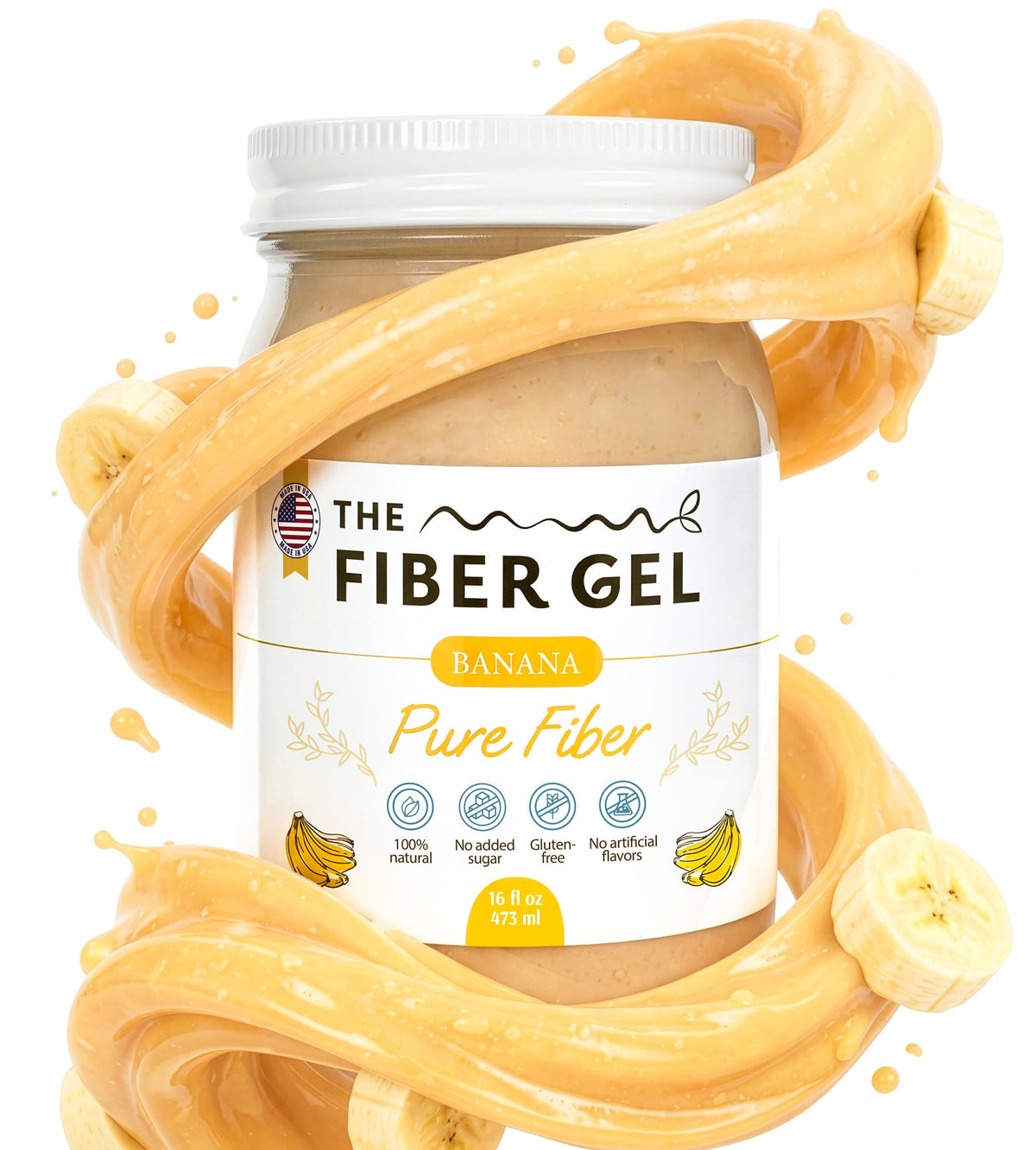 The Fiber Gel Gel de Fibres Naturel 780g, saveur banane, vue de face