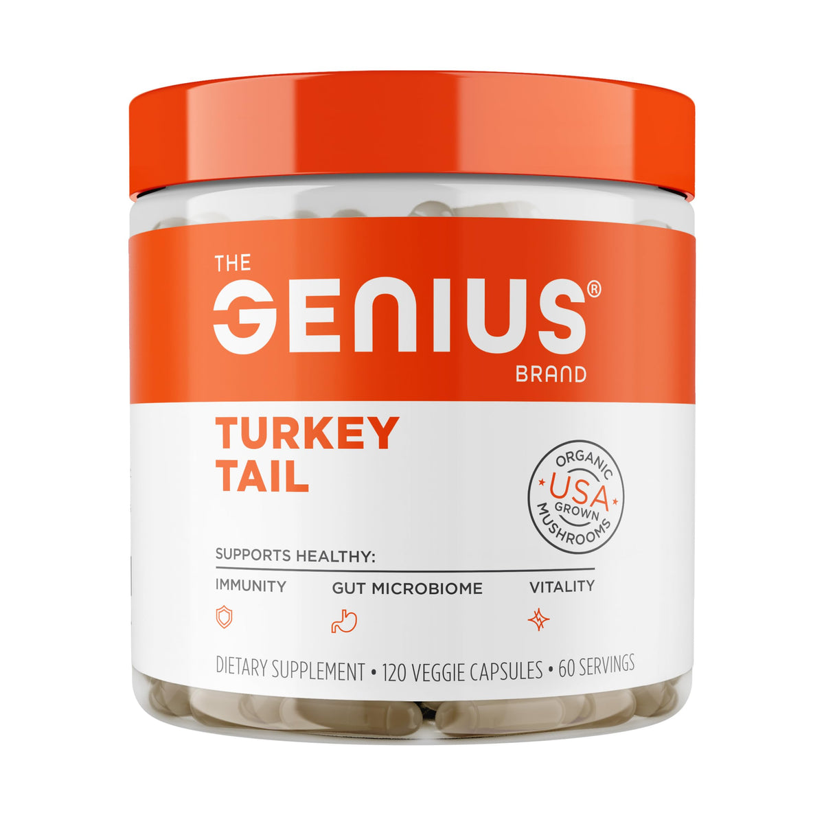 The Genius Brand Turkey Tail 120 capsules végétales vue de face
