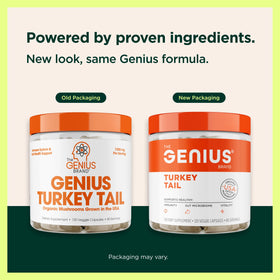 The Genius Brand Turkey Tail capsules avec étiquette