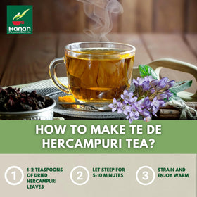 Thé herbal Hercampuri servi avec des accessoires
