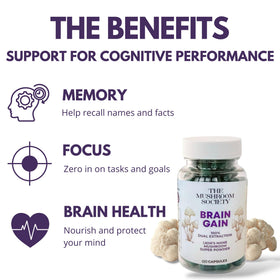The Mushroom Society Complément Lion's Mane 1000 mg flacon et capsules