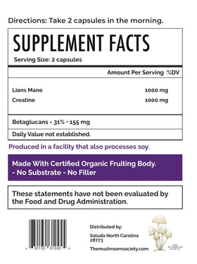 The Mushroom Society Lion’s Mane 1000 mg capsule packaging