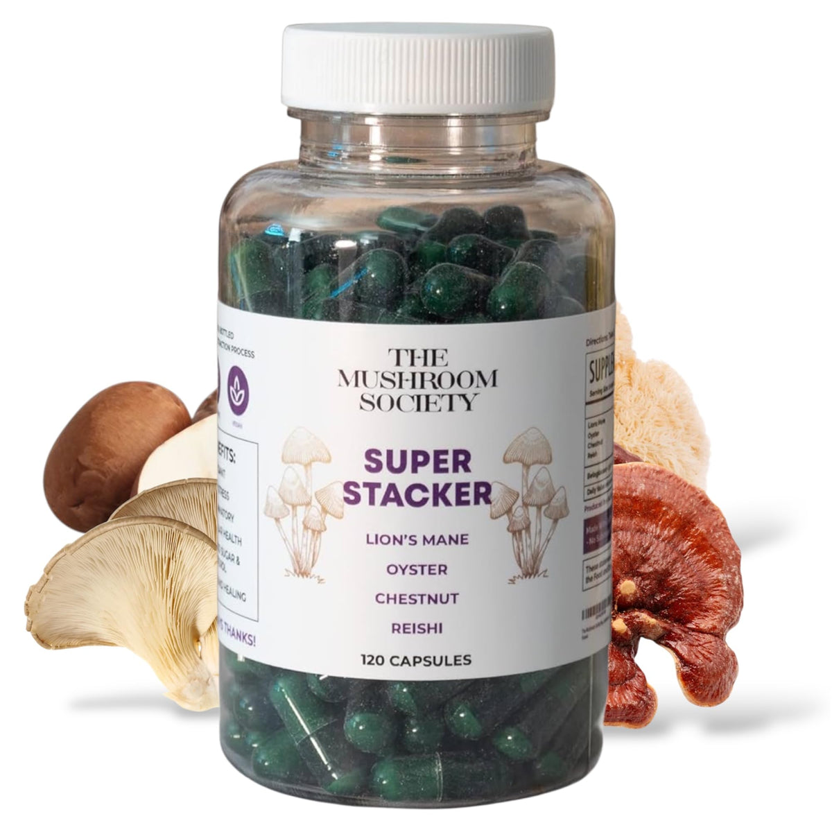 The Mushroom Society Super Stacker 4-en-1 120 capsules front view
