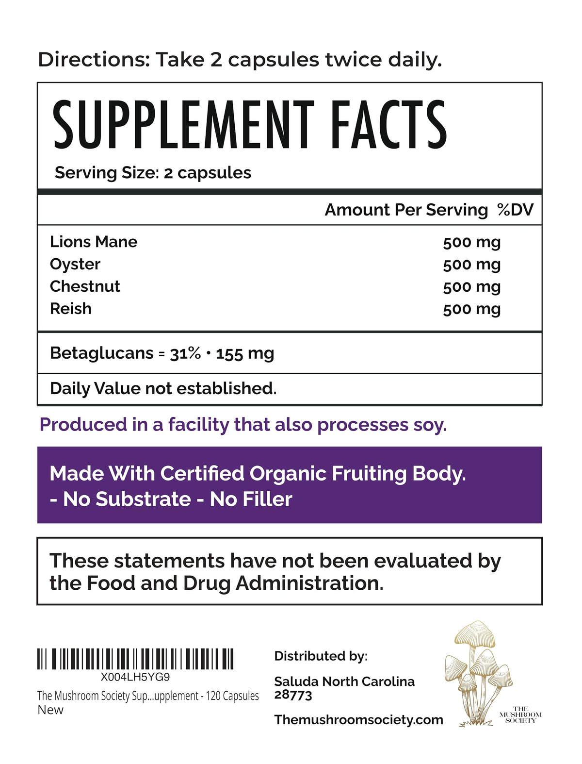 The Mushroom Society Super Stacker 4-en-1 capsules close-up