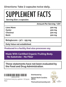 The Mushroom Society Super Stacker 4-en-1 capsules close-up