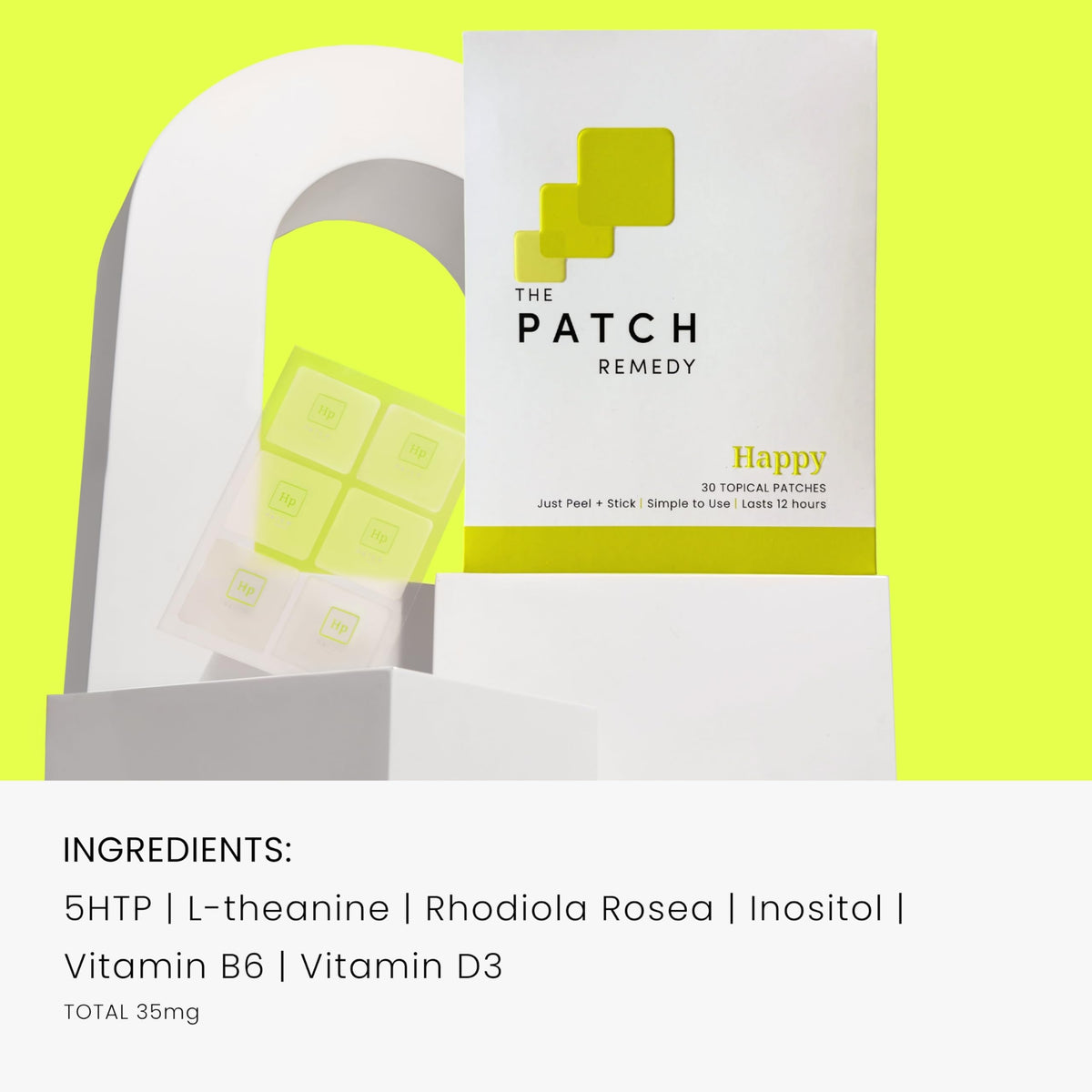The Patch Remedy Happy Patch contenant les ingrédients clés
