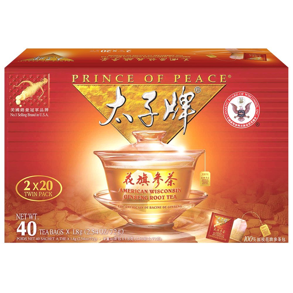 Thé Racine Ginseng Américain Prince Of Peace sachets présentés dans leur emballage