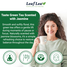 Thé vert jasmin LeafLea infusé dans une tasse