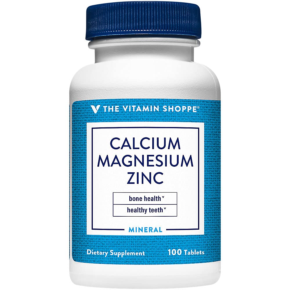 The Vitamin Shoppe Calcium, Magnésium, Zinc & Vitamine D3 100 comprimés vue de face