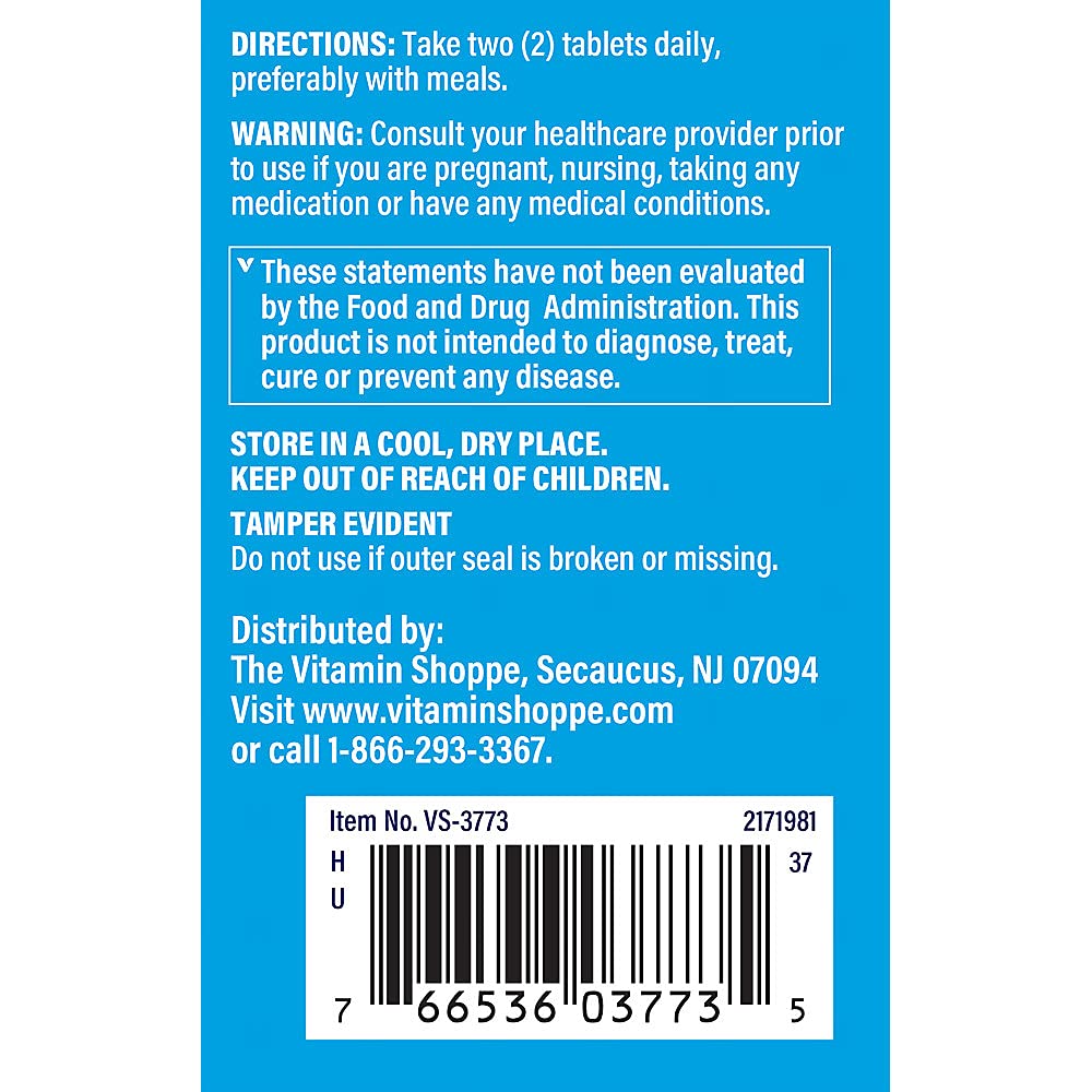 The Vitamin Shoppe Calcium, Magnésium, Zinc & Vitamine D3 comprimés sur une table