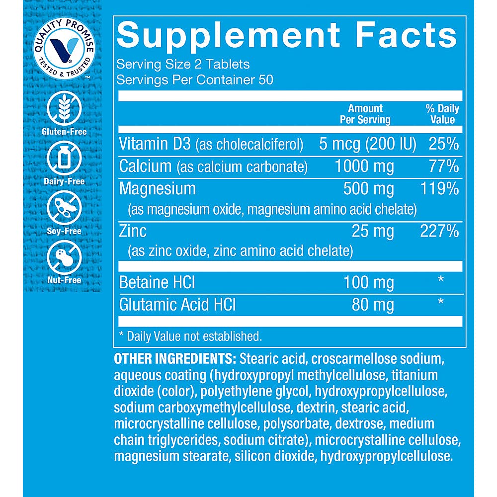 The Vitamin Shoppe Calcium, Magnésium, Zinc & Vitamine D3 emballage