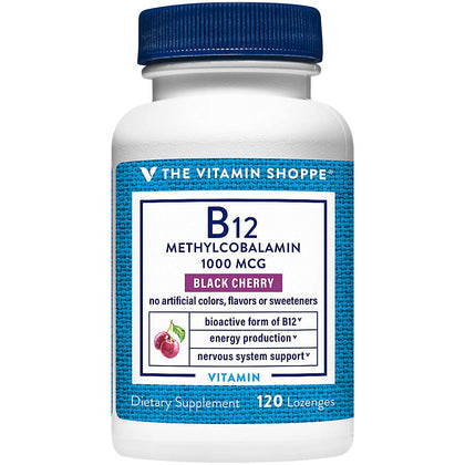 The Vitamin Shoppe Complément Alimentaire B12 1 000 µg flacon devant