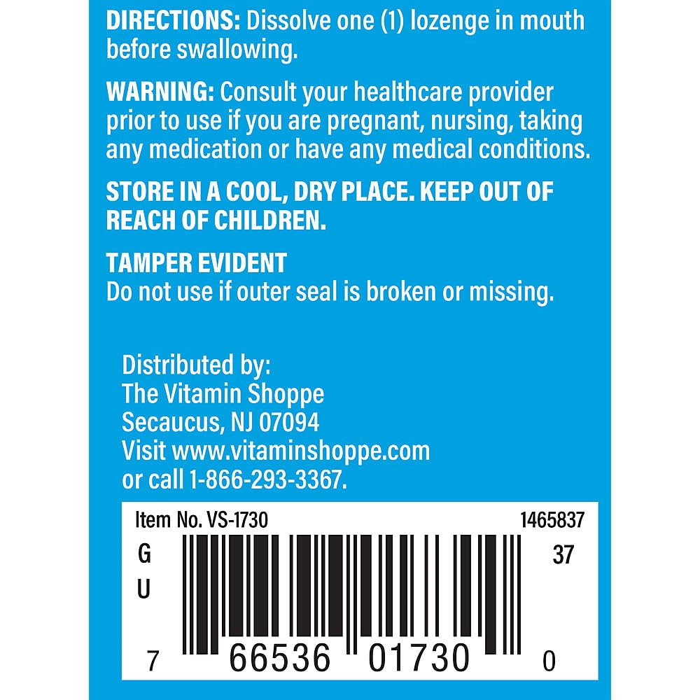 The Vitamin Shoppe complément B12 120 pastilles sur fond blanc