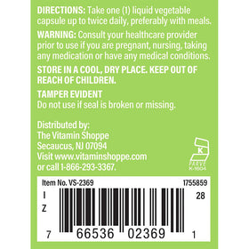 The Vitamin Shoppe Huile d'Origan 45mg gélules végétales côté