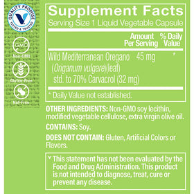 The Vitamin Shoppe Huile d'Origan 45mg gélules végétales vue arrière