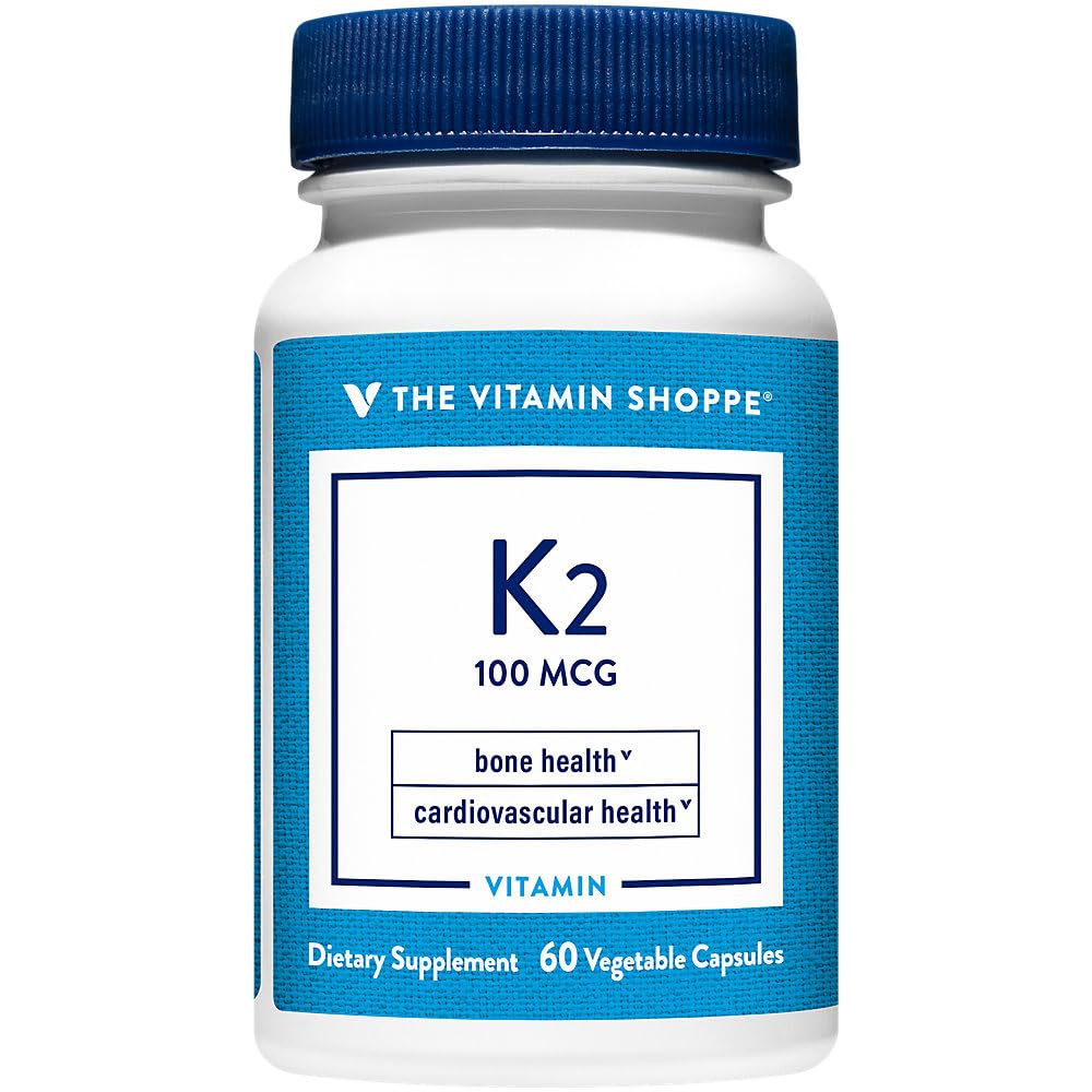 The Vitamin Shoppe K2 MK-7 100 MCG capsules packaging front view