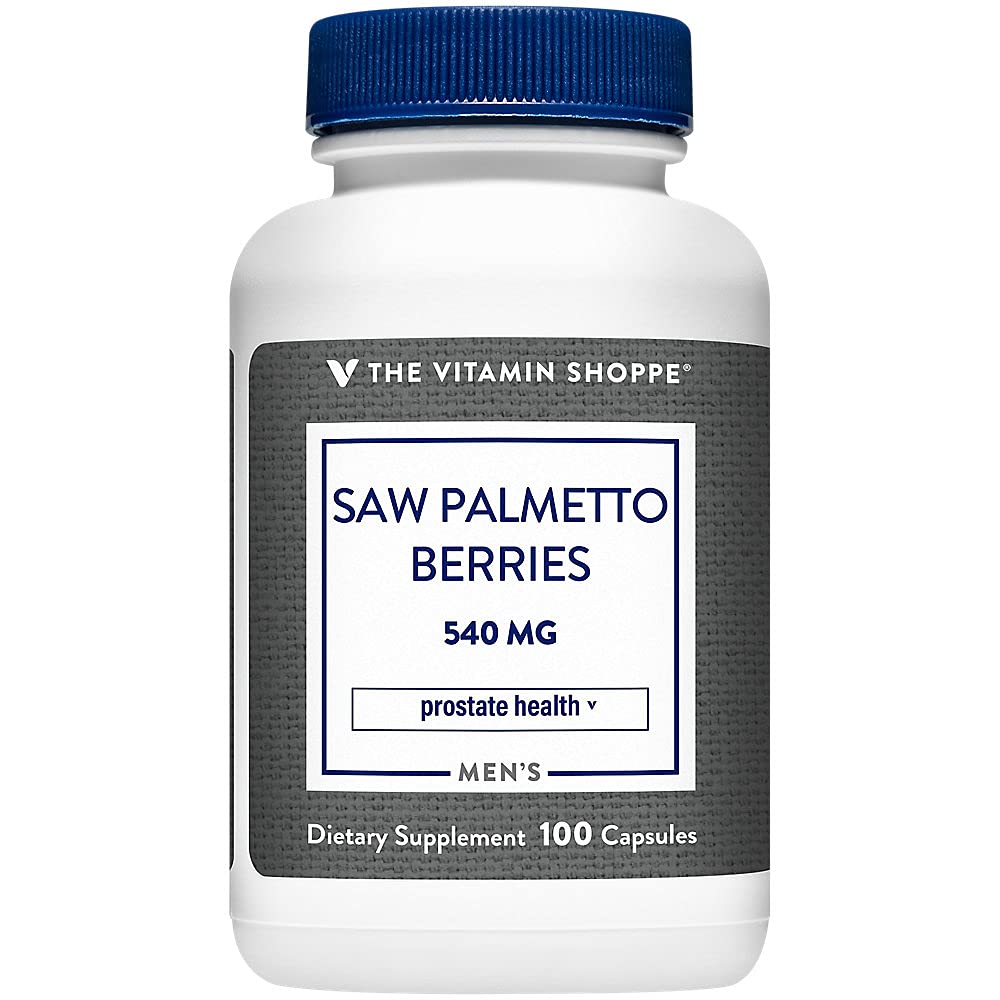 The Vitamin Shoppe Saw Palmetto Berries 540 mg capsules front view
