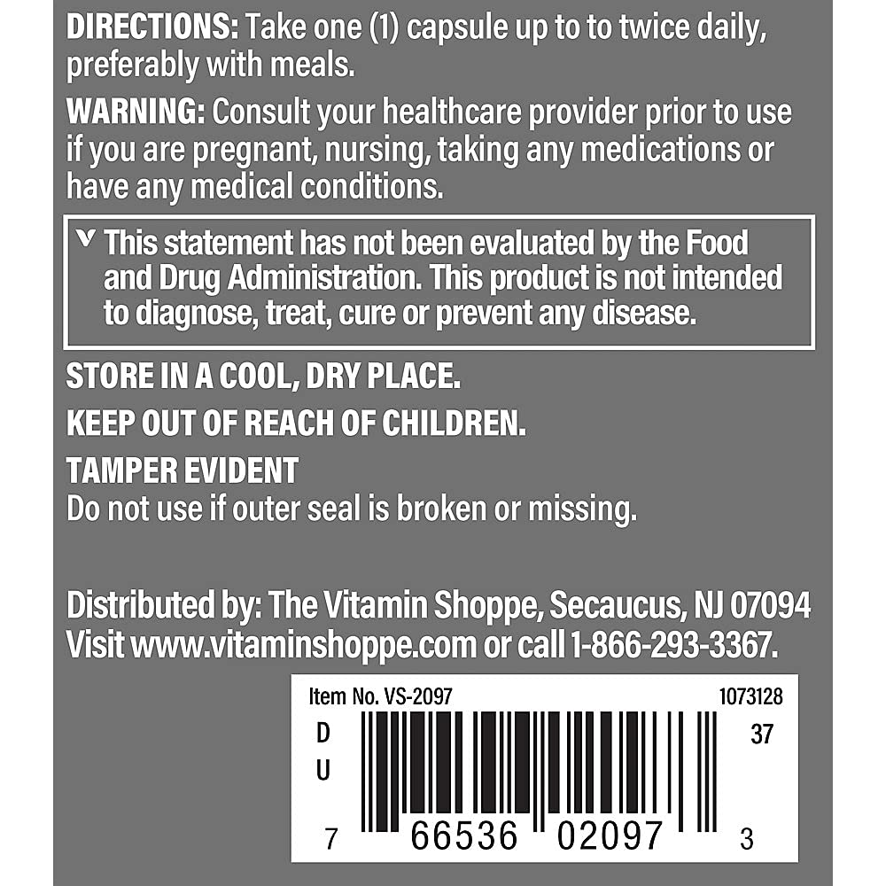 The Vitamin Shoppe Saw Palmetto Berries 540 mg supplement facts