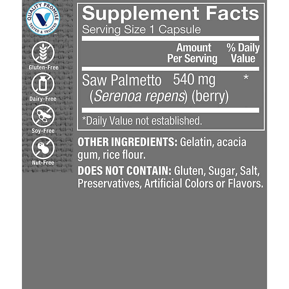 The Vitamin Shoppe Saw Palmetto Berries bottle with 100 capsules