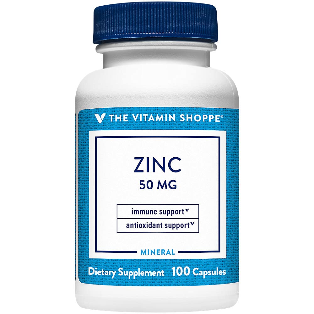 The Vitamin Shoppe Zinc 50 MG 100 capsules front view