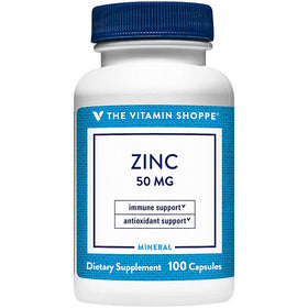 The Vitamin Shoppe Zinc 50 MG 100 capsules front view
