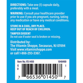 The Vitamin Shoppe Zinc 50 MG 100 capsules packaging