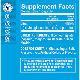 The Vitamin Shoppe Zinc 50 MG 100 capsules side view
