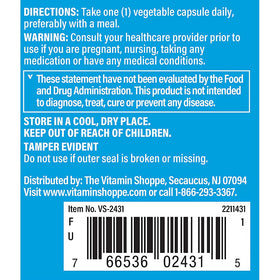 The Vitamin Shoppe Zinc 50 MG avec Cuivre, emballage et informations