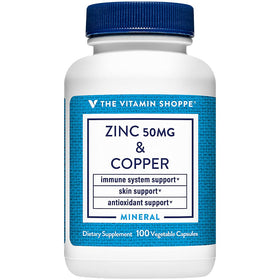 The Vitamin Shoppe Zinc 50 MG, capsules sur fond blanc
