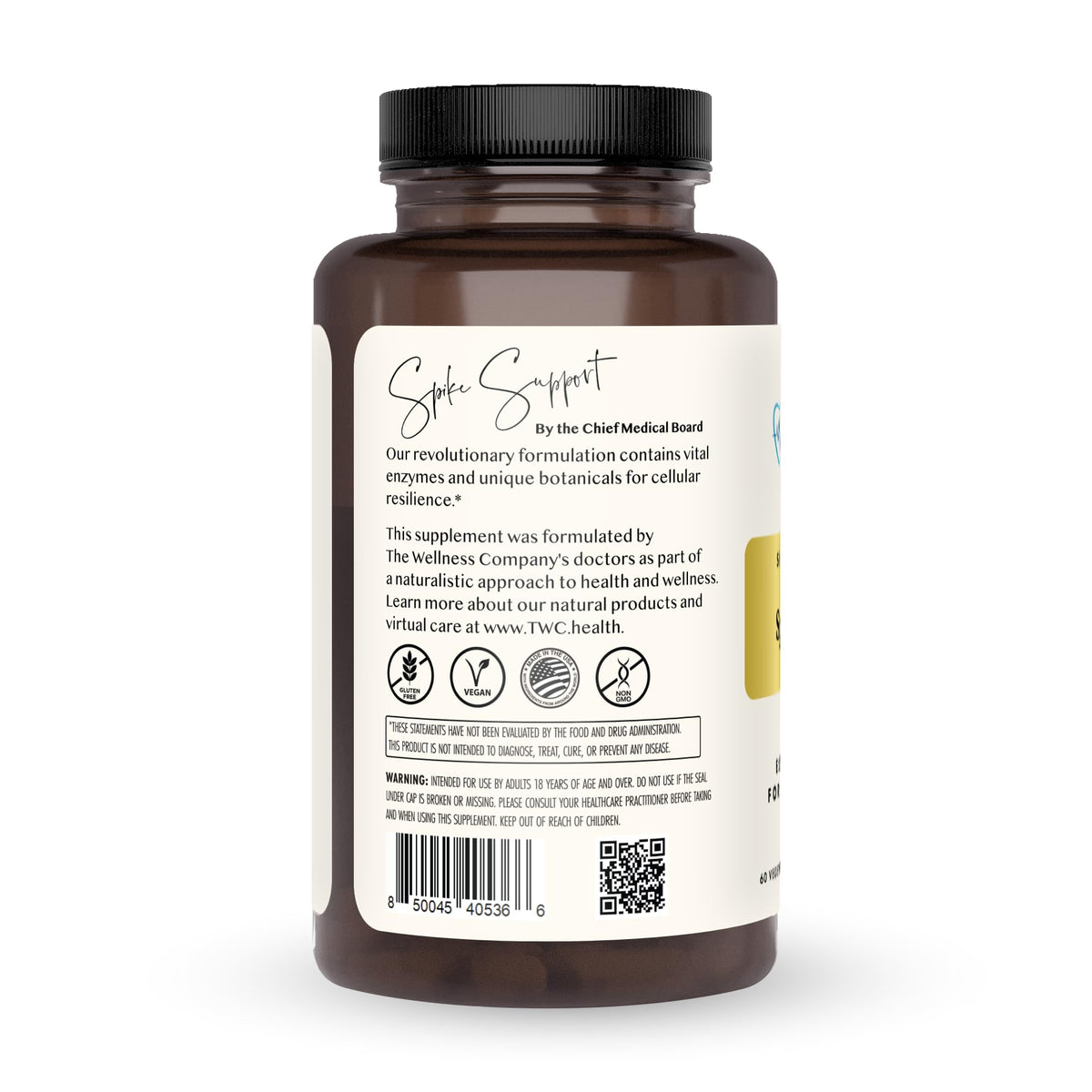 The Wellness Company Spike Support 120 capsules side view