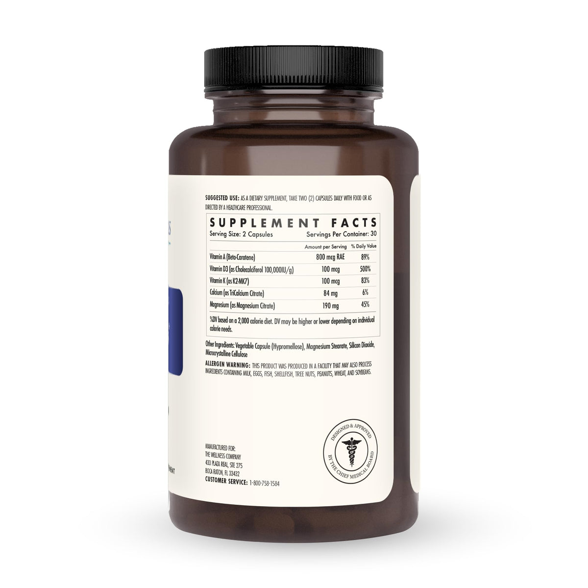 The Wellness Company Strong Bones capsules à l'intérieur de la bouteille
