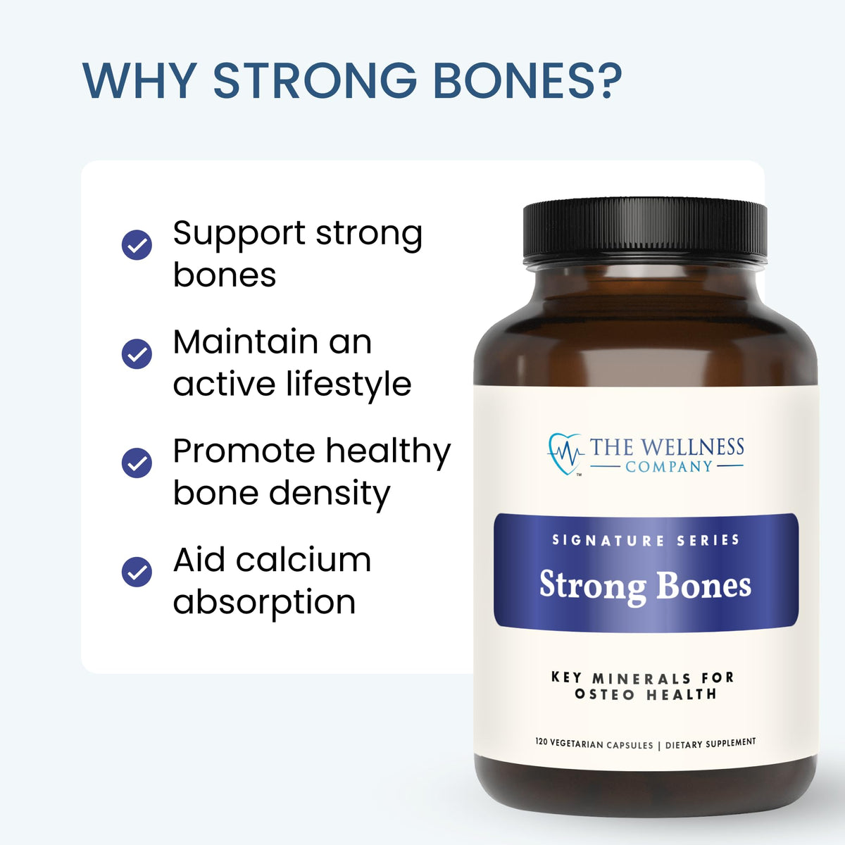 The Wellness Company Strong Bones capsules avec des ingrédients clés