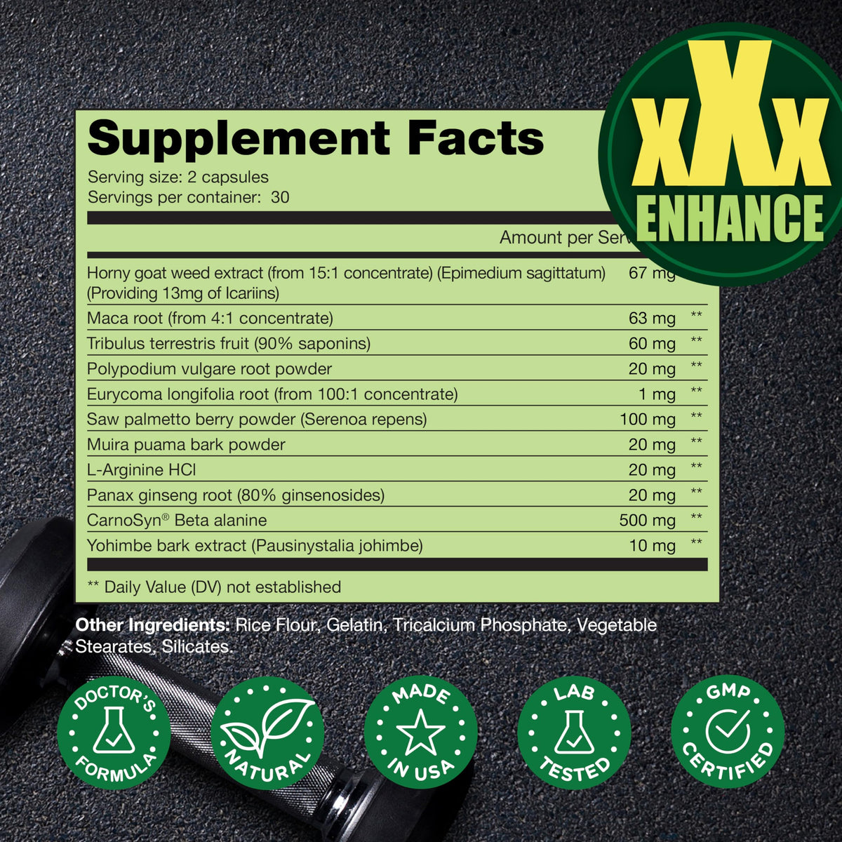 THELABSMENCO Horny Goat Weed nutrition facts on label