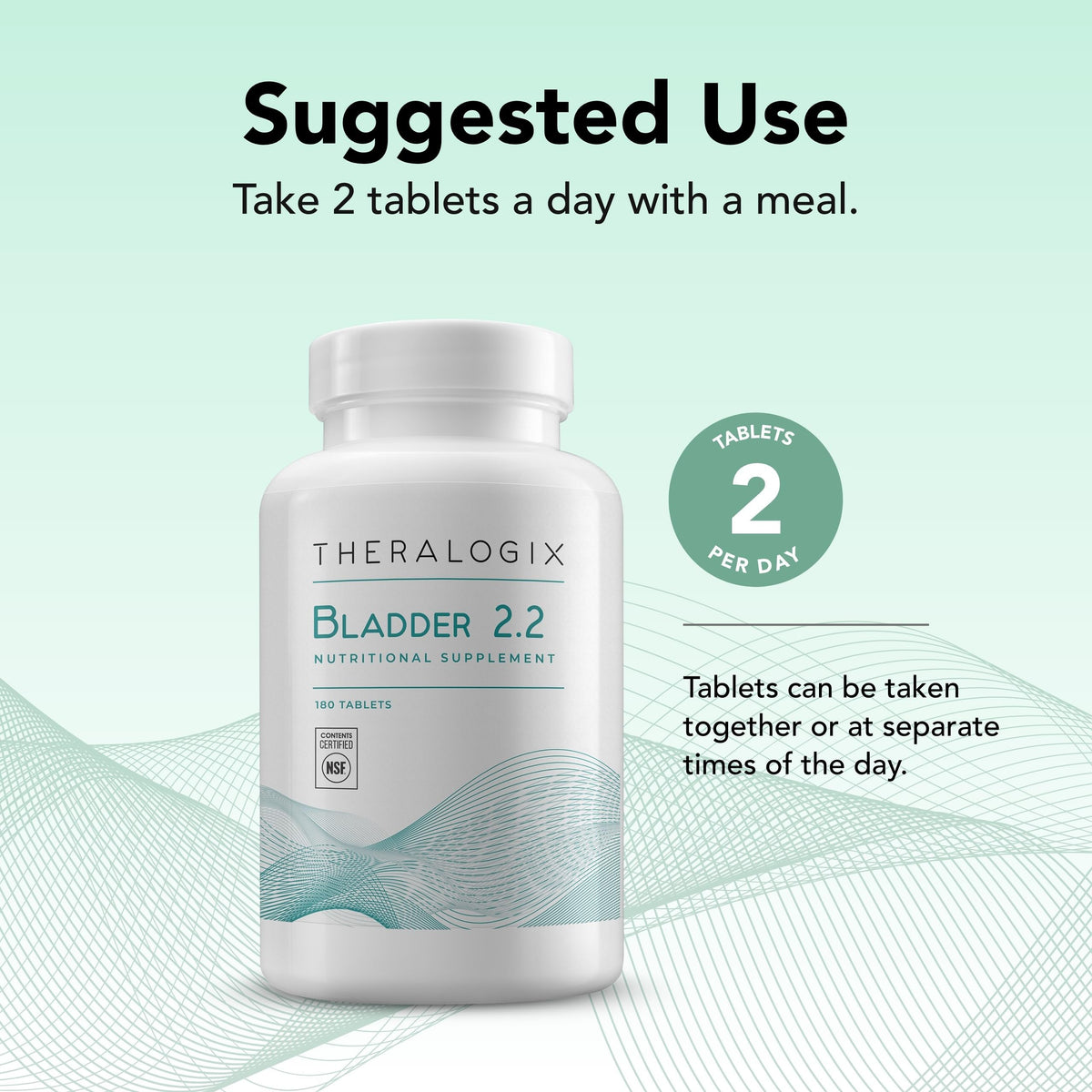 Theralogix Bladder 2.2 complément alimentaire multivitaminé de côté montrant la taille du produit