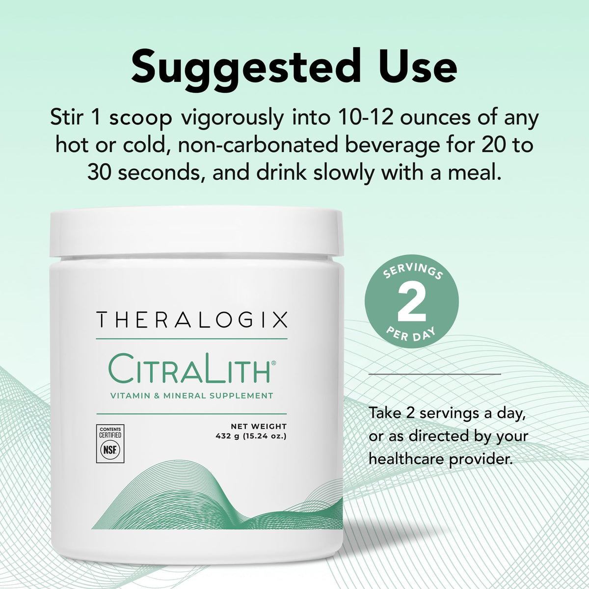 Theralogix CitraLith Poudre dans un verre d'eau