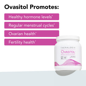 Theralogix Ovasitol Canister ouvert montrant la poudre