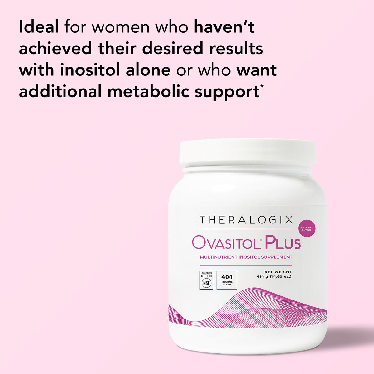 Theralogix Ovasitol Plus canister on a kitchen counter