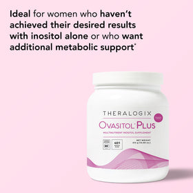 Theralogix Ovasitol Plus canister on a kitchen counter