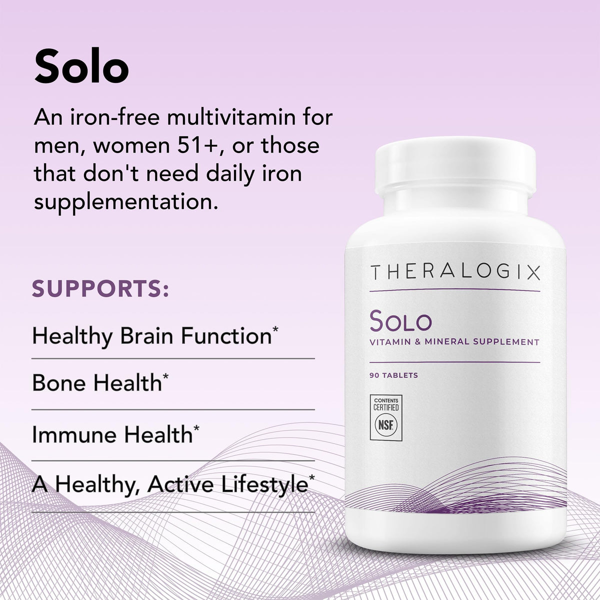 Theralogix Solo Multivitamin sans Fer, vue arrière avec étiquette