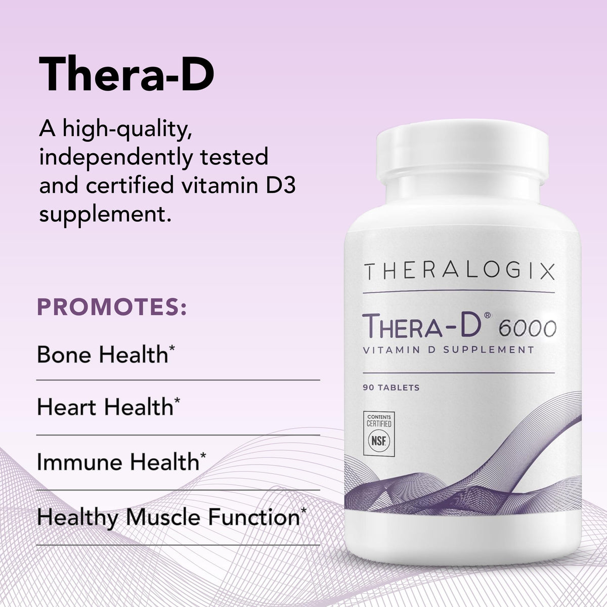 Theralogix Thera-D 6000 Vitamine D3 avec une main tenant le flacon