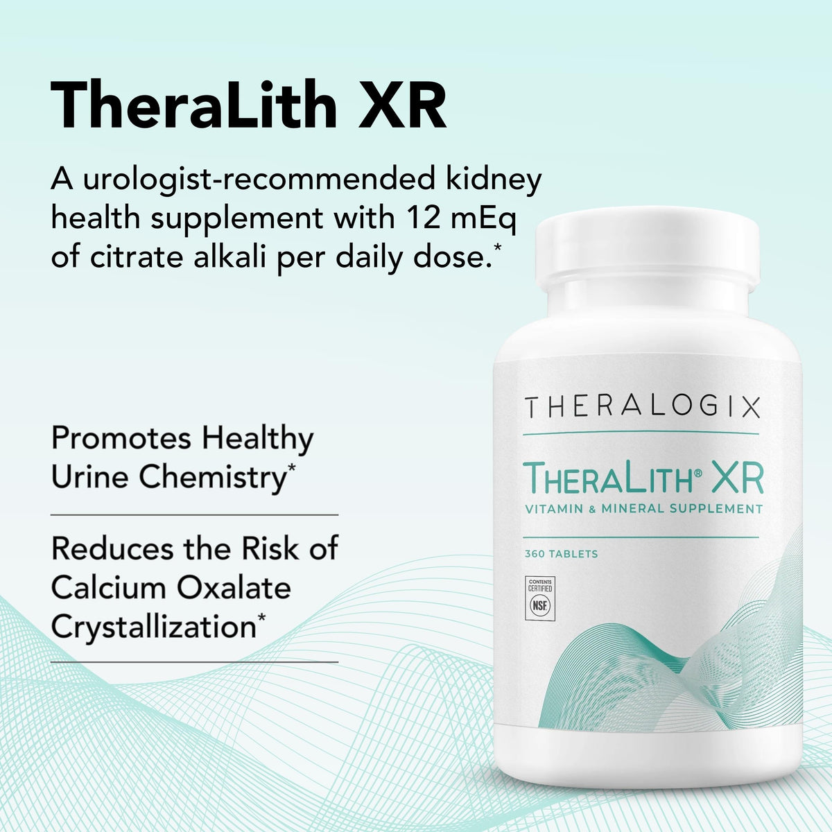 Theralogix TheraLith XR, comprimés sur une surface blanche