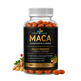 TheraSuva 3 en 1 Ashwagandha Maca Ginseng gélules végétales vue de face