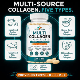 TheraSuva Complexe Multi-Collagène 120 gélules avec biotine et vitamine C