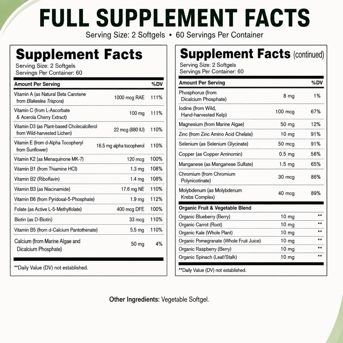 TheraSuva Multivitamines 120 gélules végétales sur fond blanc
