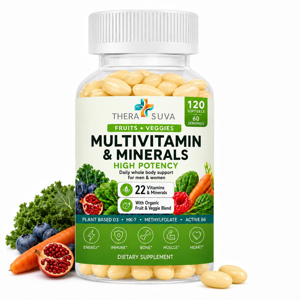 TheraSuva Multivitamines 120 gélules végétales vue de face