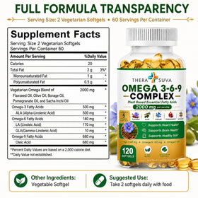 TheraSuva Omega 3-6-9 gélules avec verre d'eau