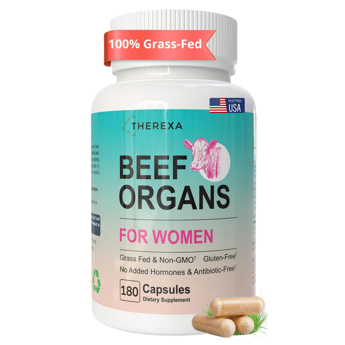 THEREXA complément alimentaire organes de bœuf 180 capsules, vue de face