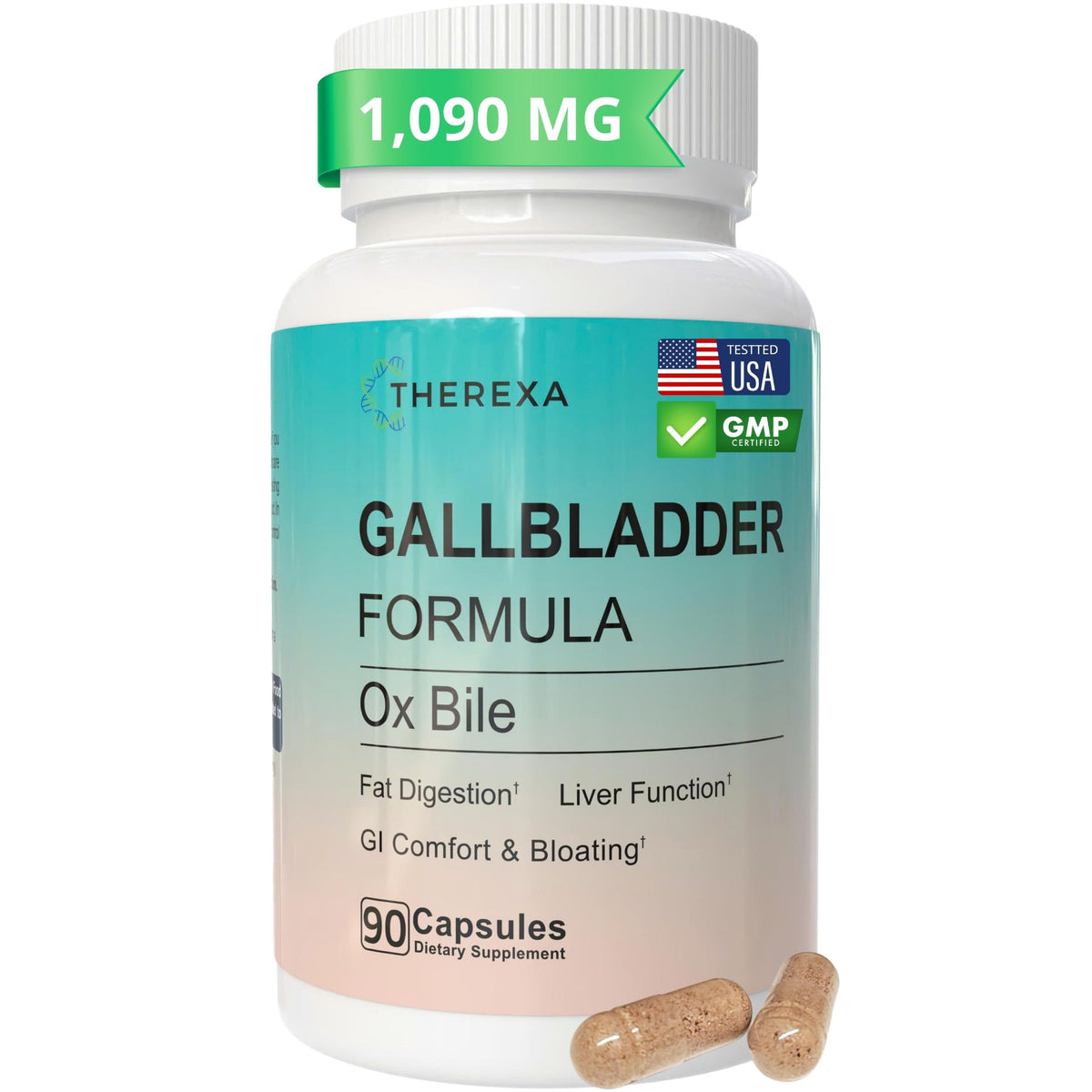 THEREXA Compléments Alimentaires Bile Ox 90 Capsules vue de face