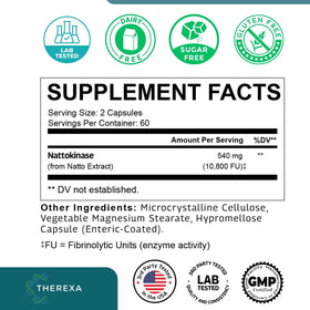 THEREXA Nattokinase 10800 FU capsules en gros plan